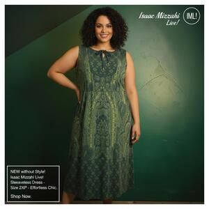 Isaac Mizrahi Live! Sleeveless Dress Size 2XP Green Paisley